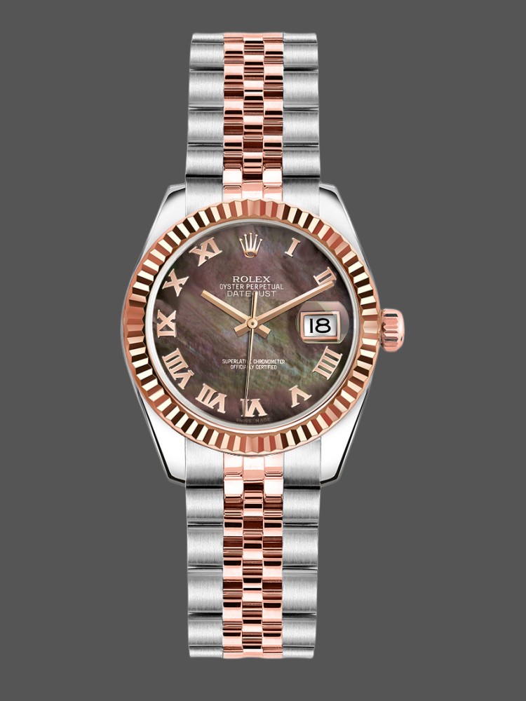Rolex Datejust 179171 Black Mother of Pearl Dial Fluted Bezel 26MM Lady Replica Watch