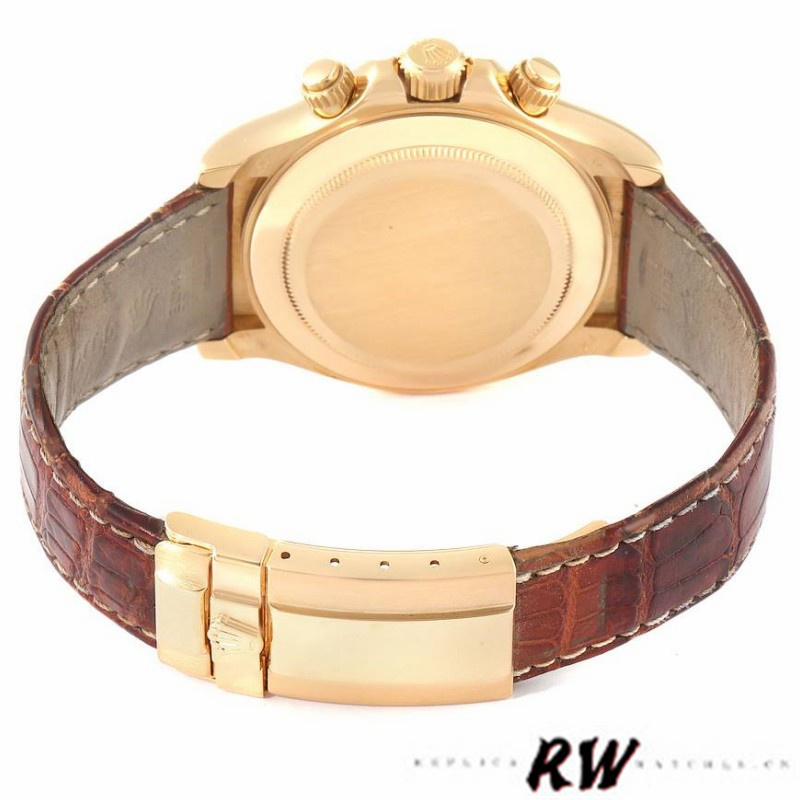 Rolex Daytona 116518 Yellow Gold MOP Dial Brown Strap 40mm Mens Replica Watch