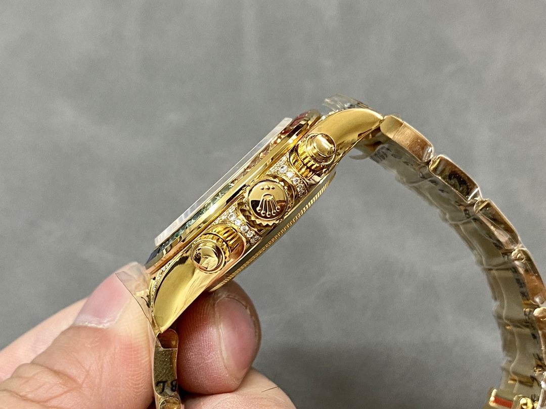 Rolex Daytona 116598 Yellow Gold Black Diamond Dial 40MM Mens Replica Watch