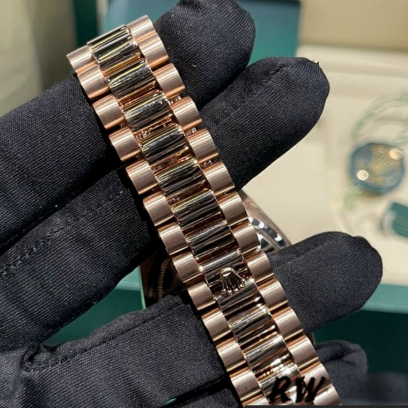 Rolex Day-Date 128345RBR Diamond Paved Dial Everose Gold 36MM Unisex Replica Watch
