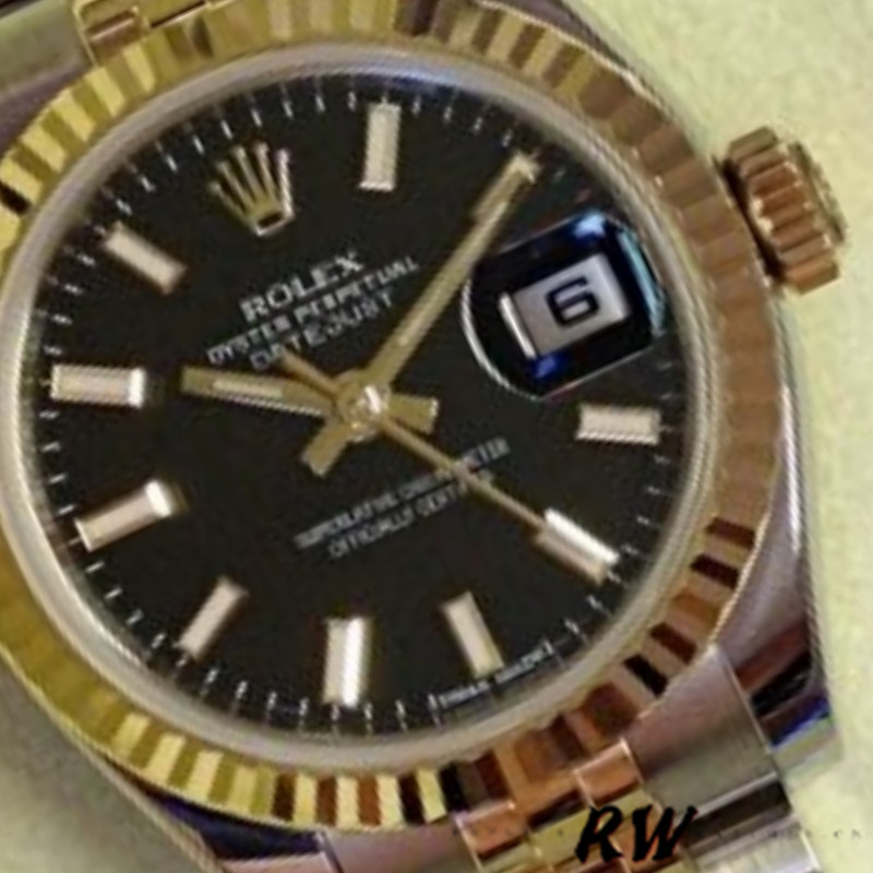 Rolex Datejust 179173 Black Index Dial Fluted Bezel 26MM Lady Replica Watch