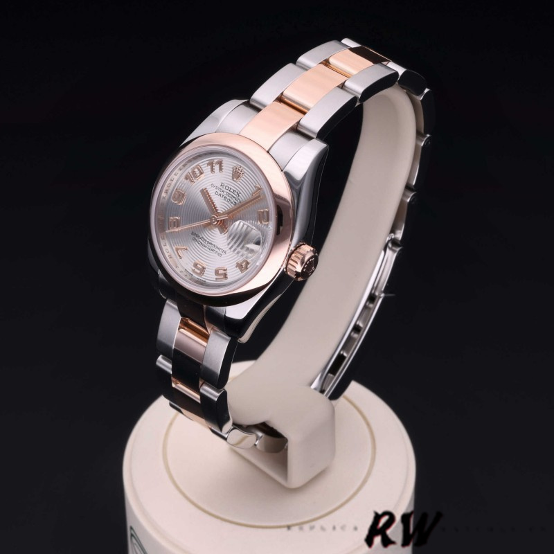 Rolex Datejust 179161 Stainless Steel and Everose Gold Concentric Circle Silver Dial 26MM Lady Replica Watch
