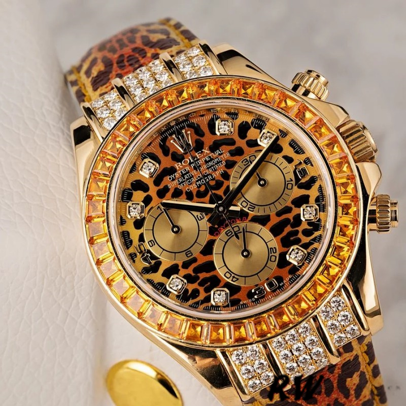 Rolex Daytona 116598 Leopard Orange Diamond Dial 40MM Mens Replica Watch