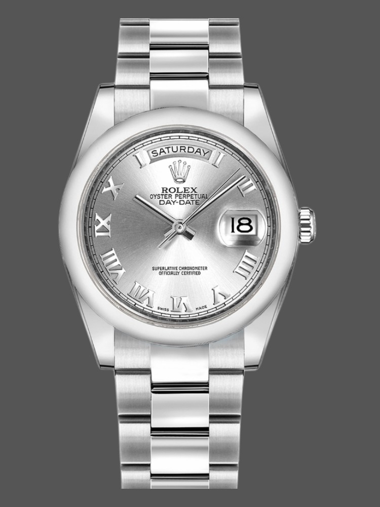 Rolex Day-Date 118209 Silver Roman Numerals Dial Automatic 36mm Unisex Replica Watch
