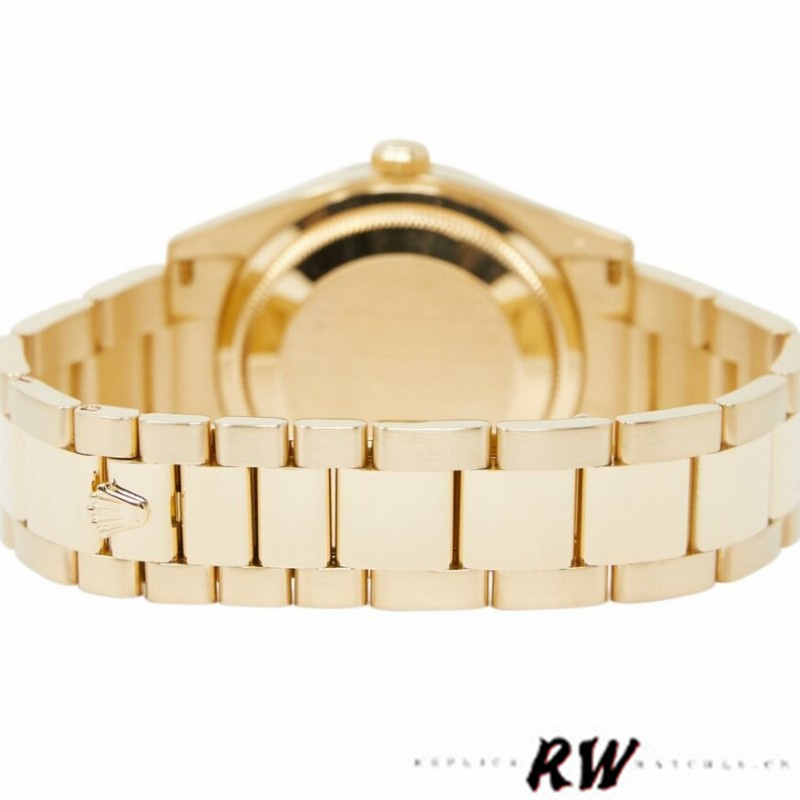 Rolex Day Date 118238 Yellow Gold Black Diamond Dial Fluted Bezel 36mm Mens Replica Watch