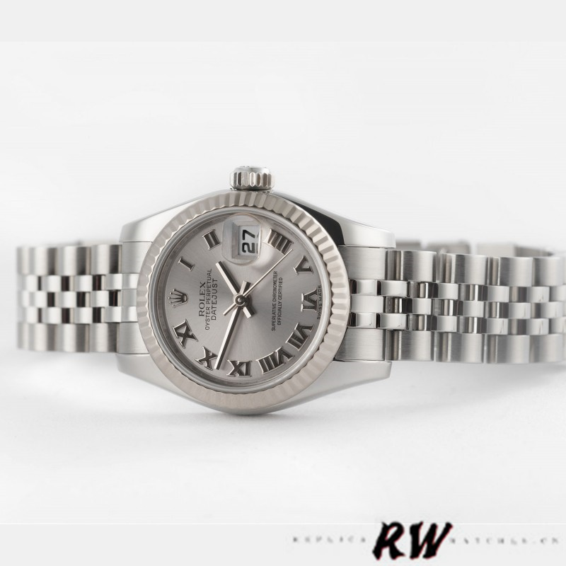 Rolex Datejust 179174 Rhodium Grey Dial Fluted Bezel 26MM Lady Replica Watch