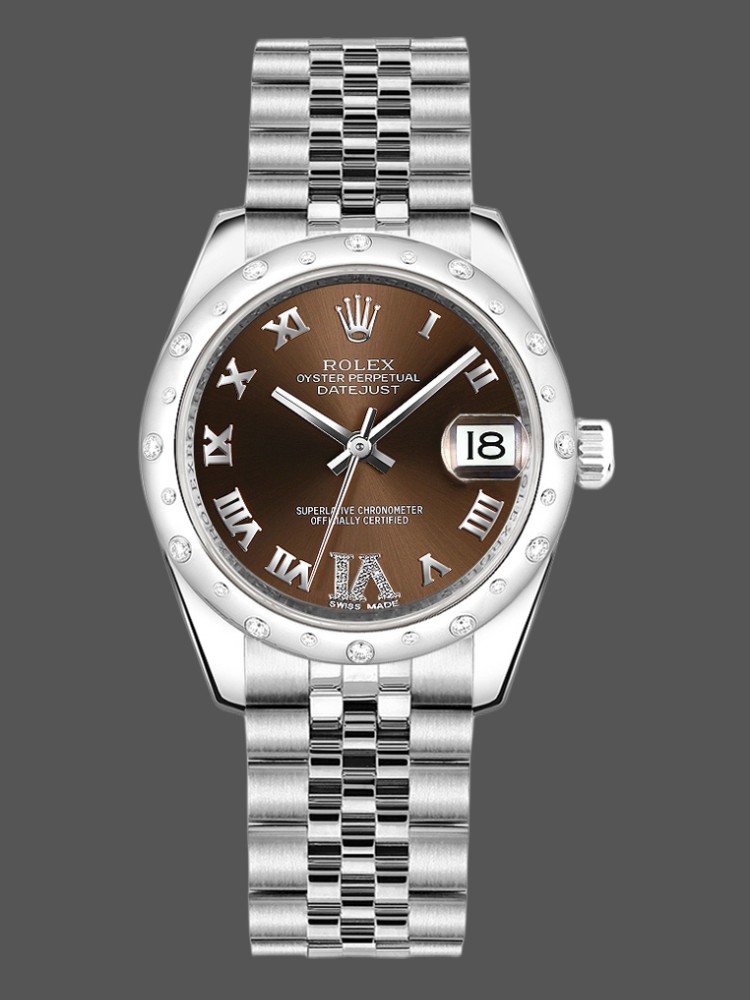 Rolex Datejust 178344 Bronze Dial VI Diamonds 31MM Lady Replica Watch