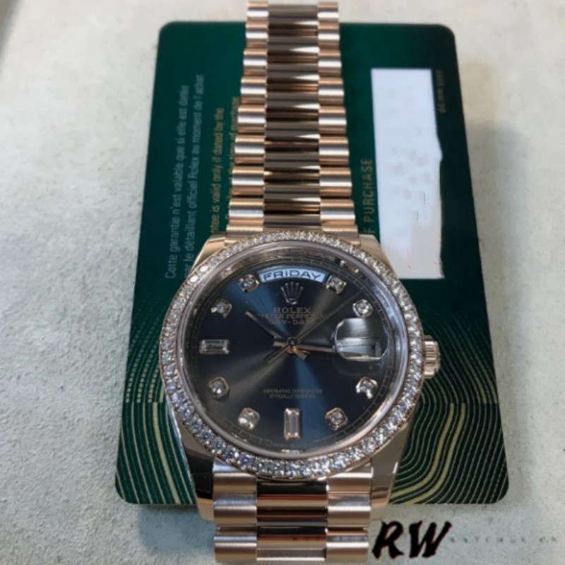 Rolex Day-Date 128345RBR Slate Dial Everose Gold 36MM Unisex Replica Watch