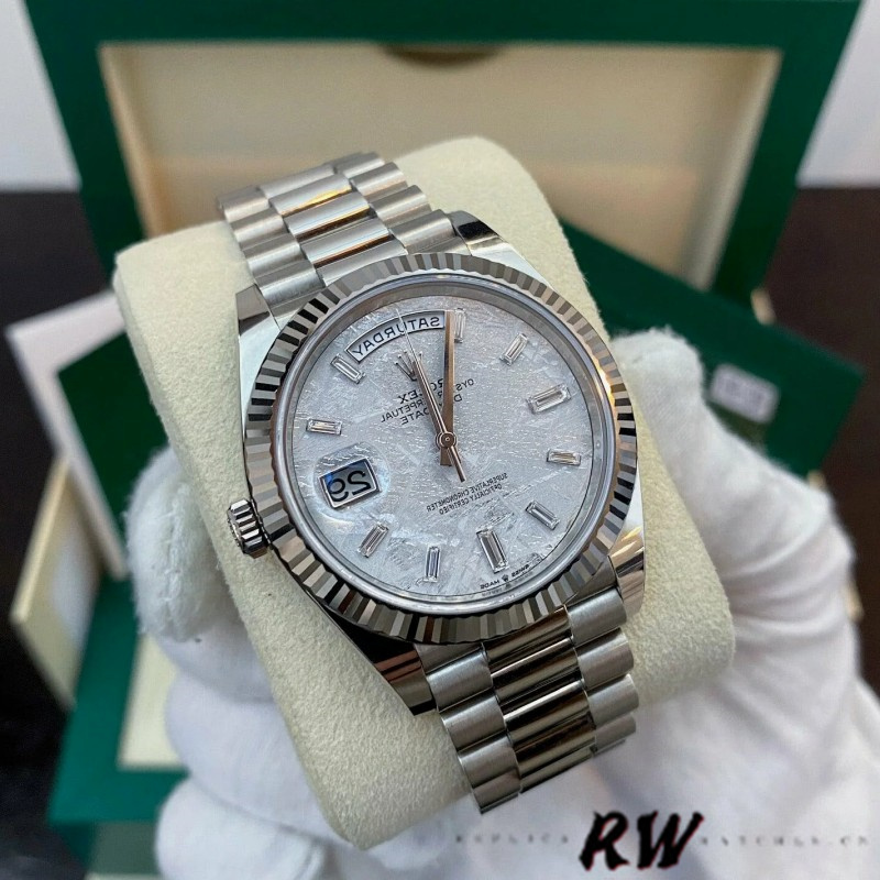 Rolex Day-Date 228239 Meteorite Grey Dial Fluted Bezel 40mm Mens Replica Watch