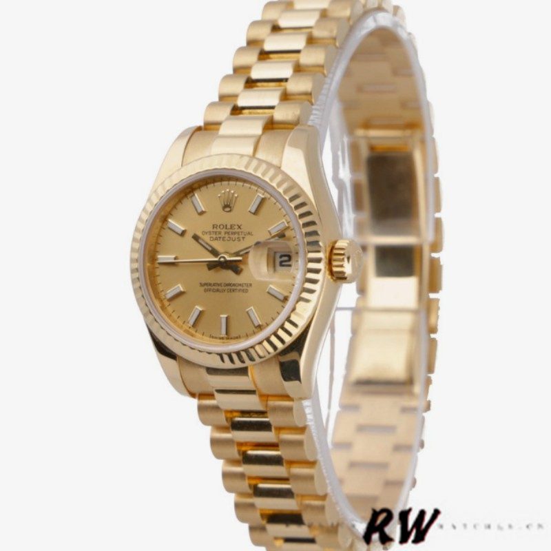 Rolex Datejust 179178 Champagne Index Dial Yellow Gold 26MM Lady Replica Watch