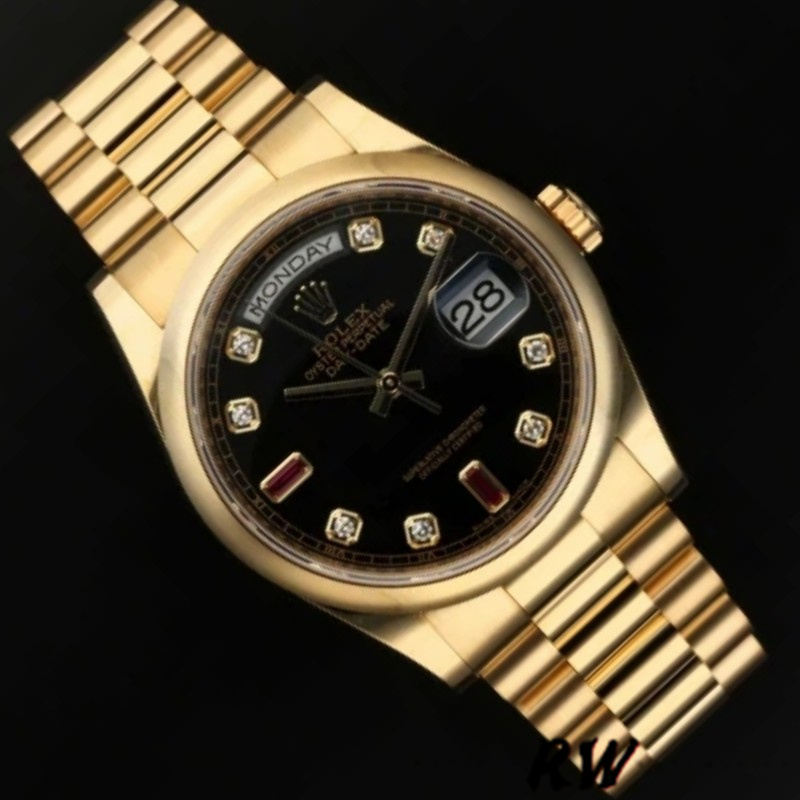 Rolex Day-Date 118208 Black Diamond Dial 36mm Unisex Replica Watch