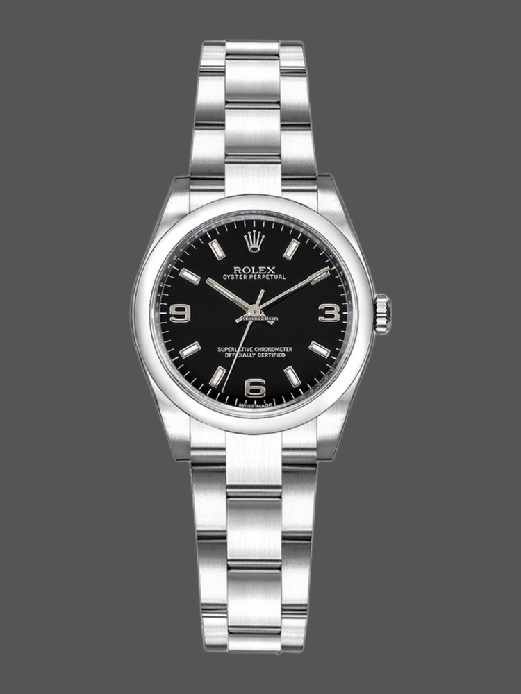 Rolex Oyster Perpetual 176234 Fluted Bezel Black Arabic Dial 26MM Lady Replica Watch