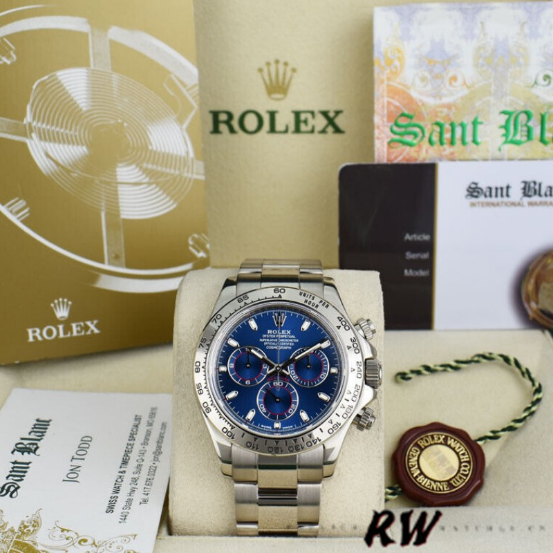 Rolex Cosmograph Daytona 116509 Blue Index Dial 40MM Mens Replica Watch