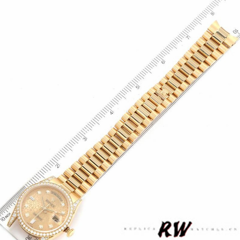Rolex Day-Date 118388 Yellow Gold Champagne Diamond Dial 36MM Unisex Replica Watch