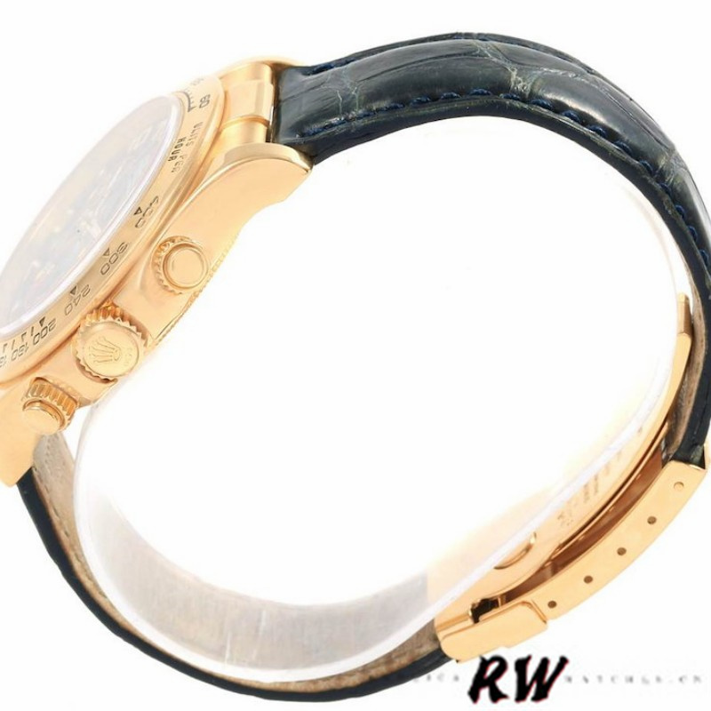 Rolex Cosmograph Daytona 116518 Leather strap Blue Dial 40mm Mens Replica Watch