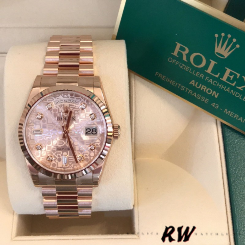 Rolex Day-Date 118235 Everose Gold Pink Jubilee dial 36mm Lady Replica Watch