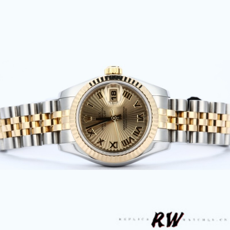 Rolex Datejust 179173 Sunbeam Champagne Dial Fluted Bezel 26MM Lady Replica Watch