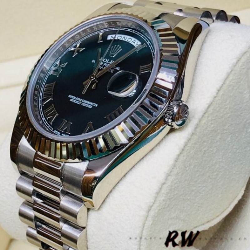 Rolex Day-Date 218239 Black Roman Numerals Dial White Gold 41MM Mens Replica Watch