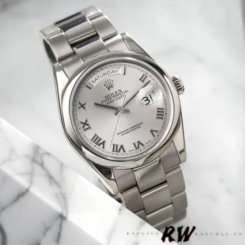 Rolex Day-Date 118209 Silver Roman Numerals Dial Automatic 36mm Unisex Replica Watch