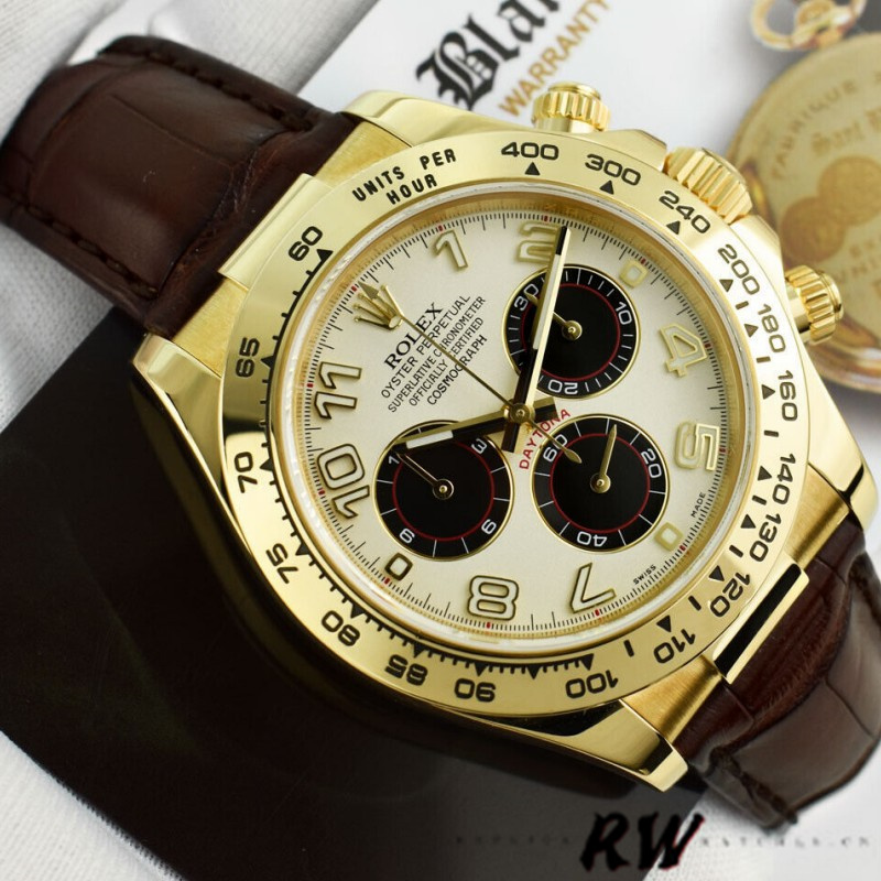 Rolex Daytona 116518 Ivory Dial Brown Leather Strap 40mm Mens Replica Watch