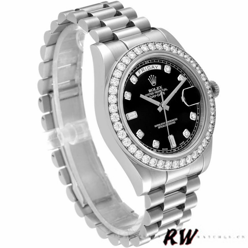 Rolex Day-Date 218349 Black Diamond Dial 41MM Mens Replica Watch