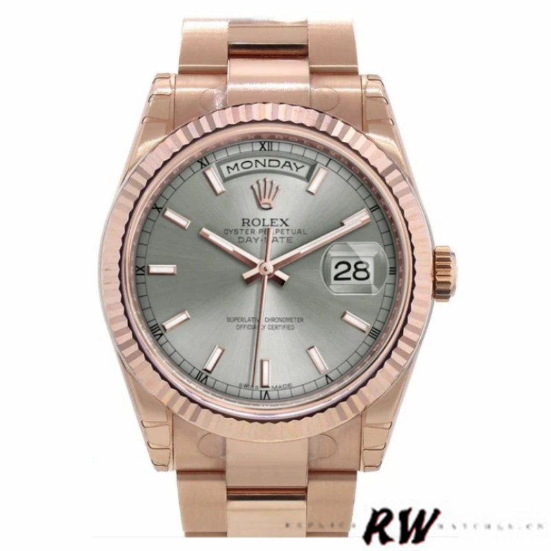 Rolex Day-Date 118235 Rhodium Grey Dial 36mm Unisex Replica Watch
