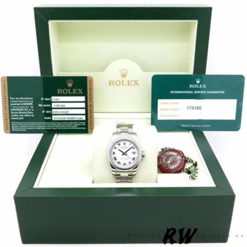 Rolex Datejust 179160 Oyster Bracelet White Roman Dial 26MM Lady Replica Watch