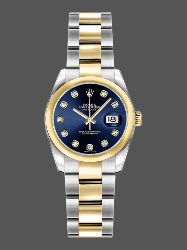 Rolex Datejust 179163 Blue Diamond Dial Domed Dezel 26MM Lady Replica Watch