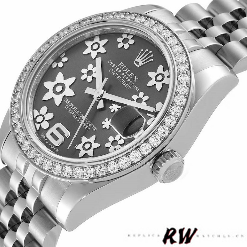 Rolex Datejust 178384 Stainless Steel Floral Dial Diamond 31MM Lady Replica Watch