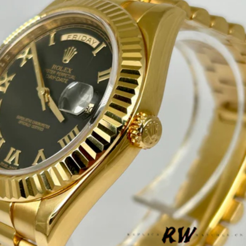 Rolex Day-Date 218238 Black Roman Numeral Dial Yellow Gold 41MM Mens Replica Watch