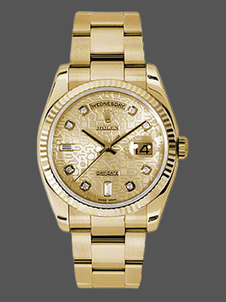 Rolex Day-Date 118238 Champagne Jubilee Diamond Dial 36mm Unisex Replica Watch