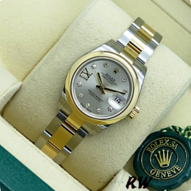 Rolex Datejust 279163 Silver Diamond Dial Domed Bezel 28mm Lady Replica Watch