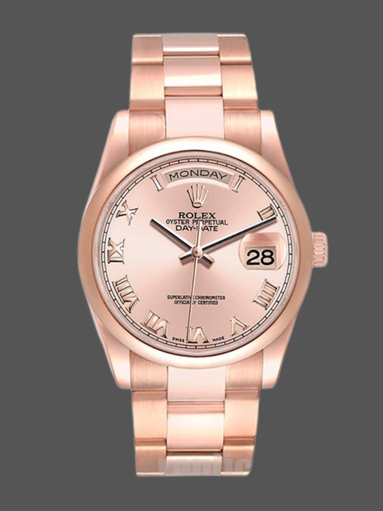 Rolex Day-Date 118205 Rose Gold Pink dial 36mm Unisex Replica Watch