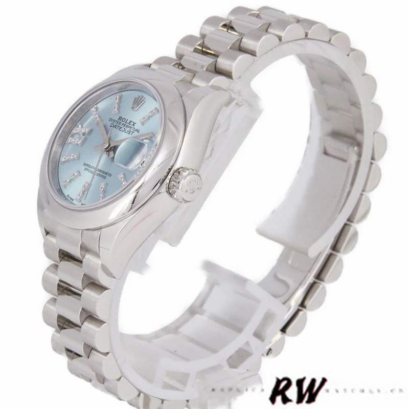 Rolex Datejust 279166 Ice Blue Dial Diamond Domed Bezel 28mm Lady Replica Watch