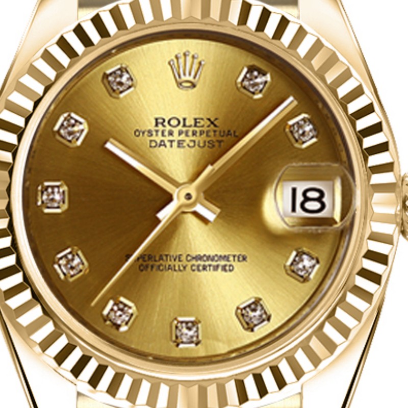 Rolex Datejust 179178 Champagne Diamonds Dial Yellow Gold 26MM Lady Replica Watch