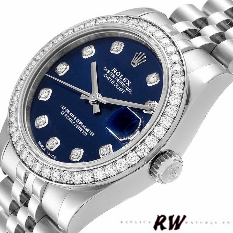 Rolex Datejust 178384 Blue Dial Diamond Bezel 31MM Lady Replica Watch