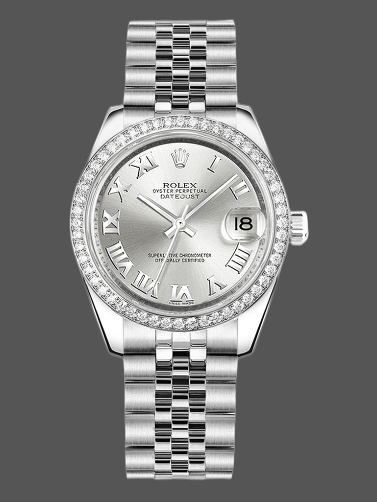Rolex Datejust 178384 Stainless Steel Silver Roman Dial 31MM Lady Replica Watch