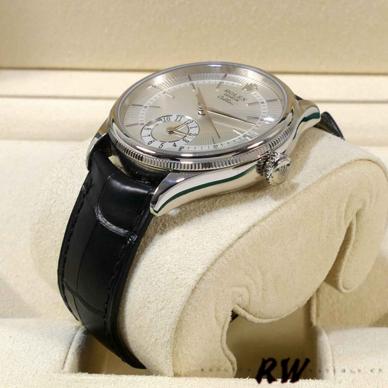 Rolex Cellini Dual Time 50529 Silver Dial 39mm Mens Replica Watch