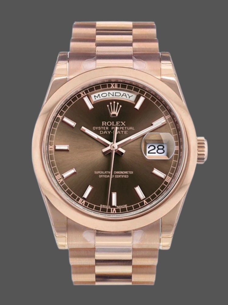 Rolex Day-Date 118205 Rose Gold Chocolate Dial 36mm Unisex Replica Watch