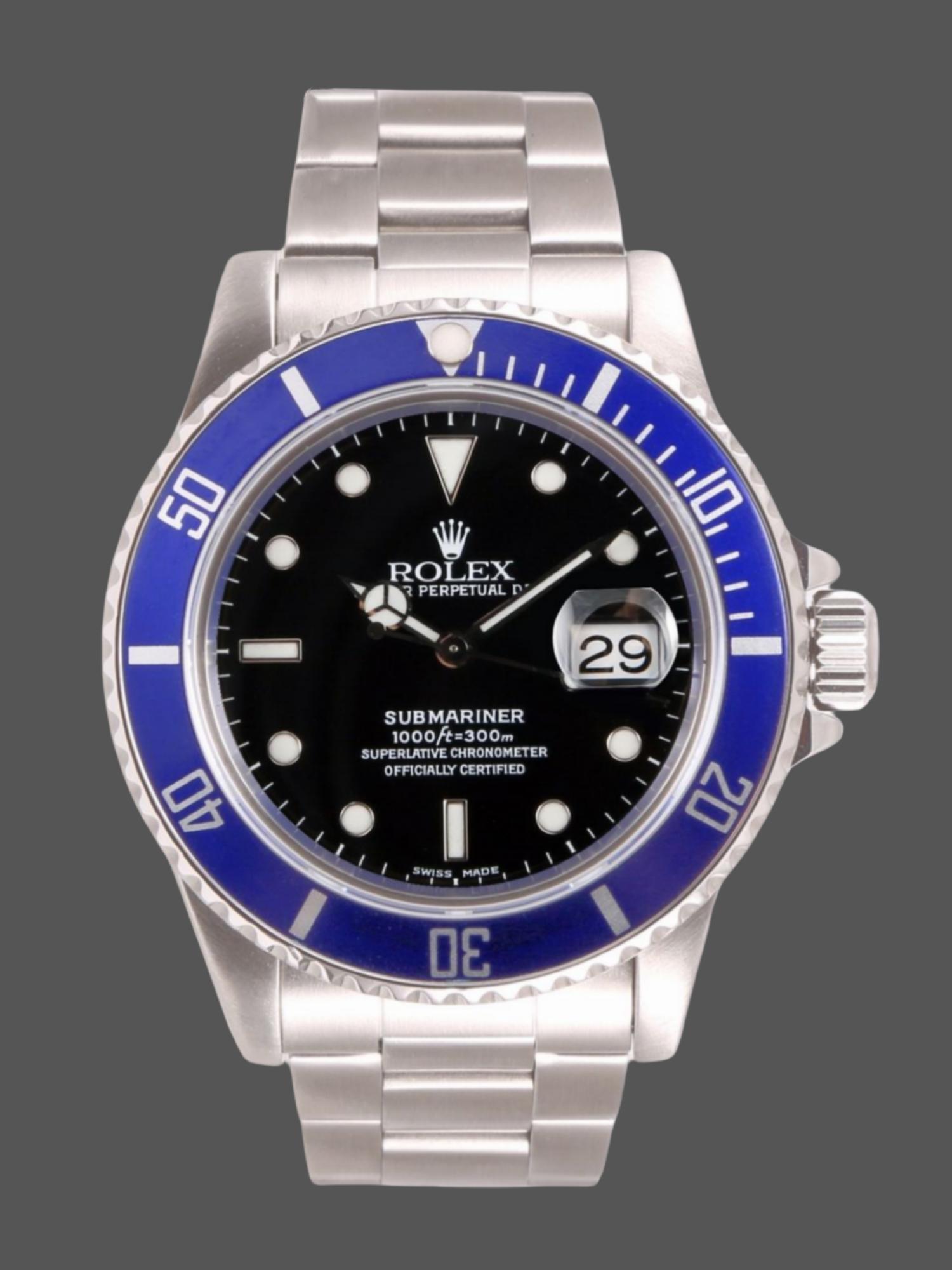 Rolex Submariner Date 16610 Blue Ceramic Black Dial 40mm Mens Replica Watch