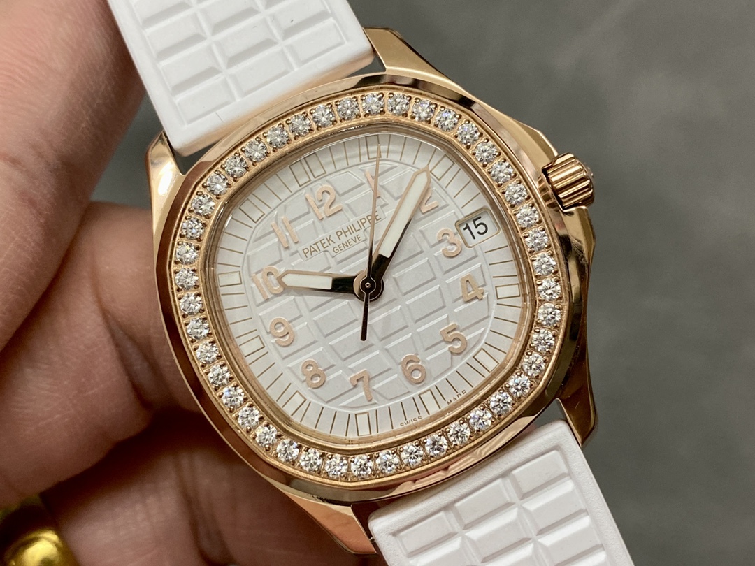 Replica Patek Philippe Aquanaut Rose Gold White Dial 5068R 010 36mm Lady Watch