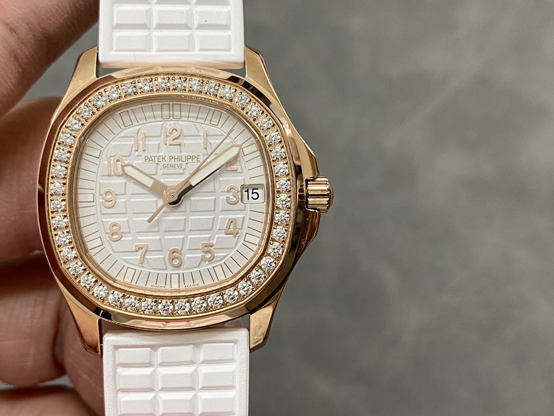 Replica Patek Philippe Aquanaut Rose Gold White Dial 5068R 010 36mm Lady Watch