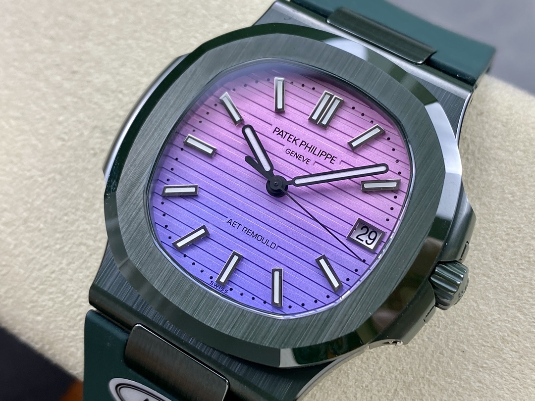 Patek Philippe Nautilus Green Rubber Purple Dial 5711 40MM Watch