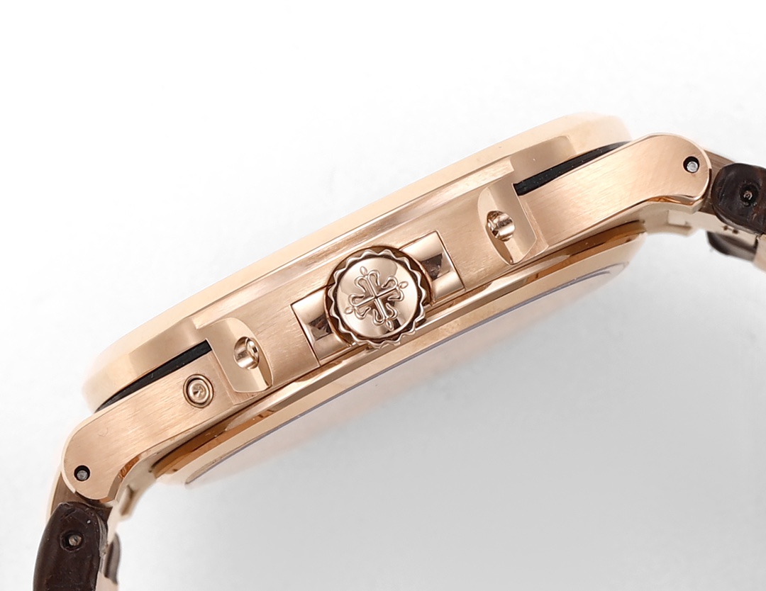 Patek Philippe Nautilus Moon Phases Rose & White Gold Slate Brown Dial 5712GR 001