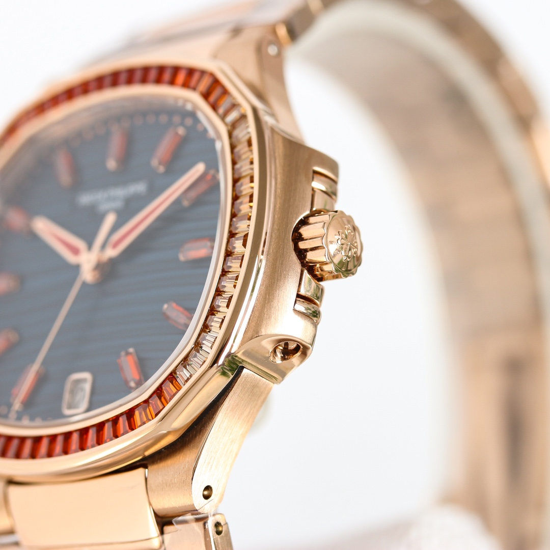 Patek Philippe Nautilus Ladies Rose Gold Blue Dial 7118 35.2mm
