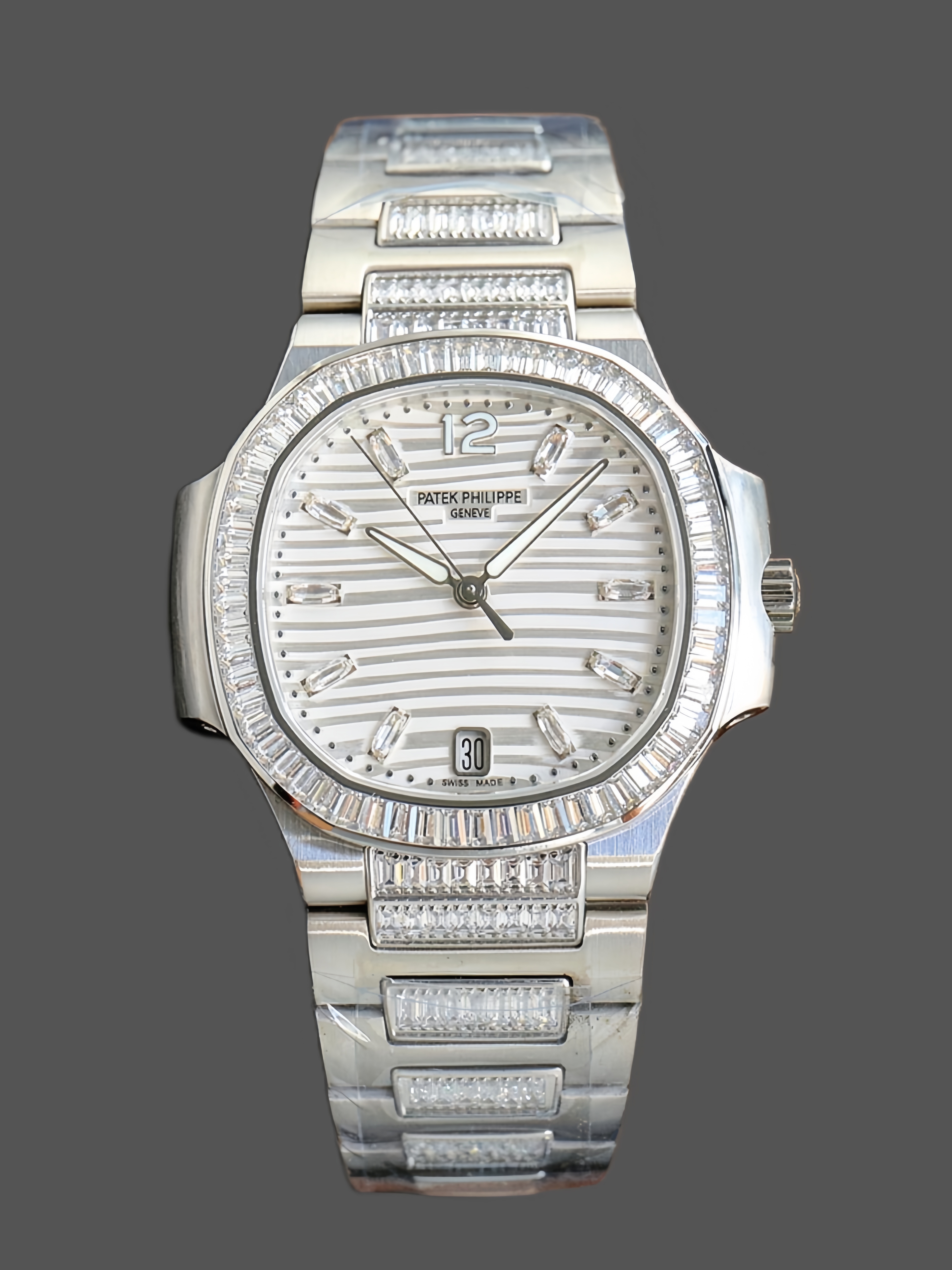 Patek Philippe Nautilus Ladies White Gold Diamond Bezel 7118