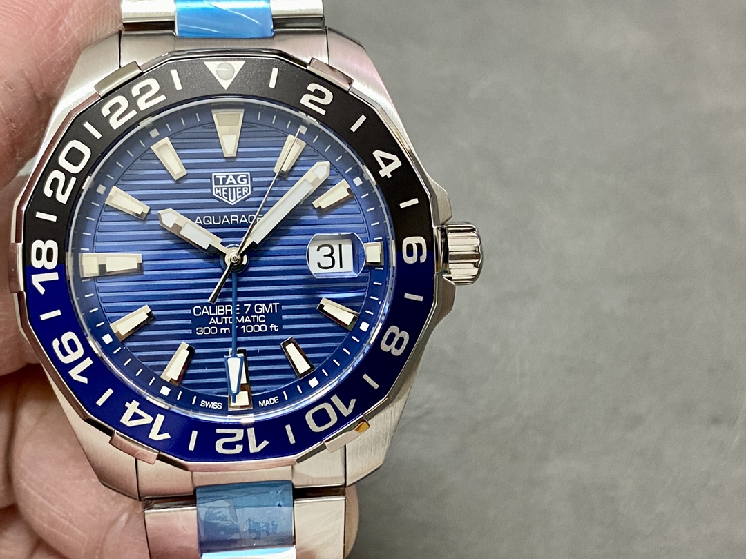 Tag Heuer Aquaracer Automatic GMT Steel WAY201T. BA0927 Blue 43mm