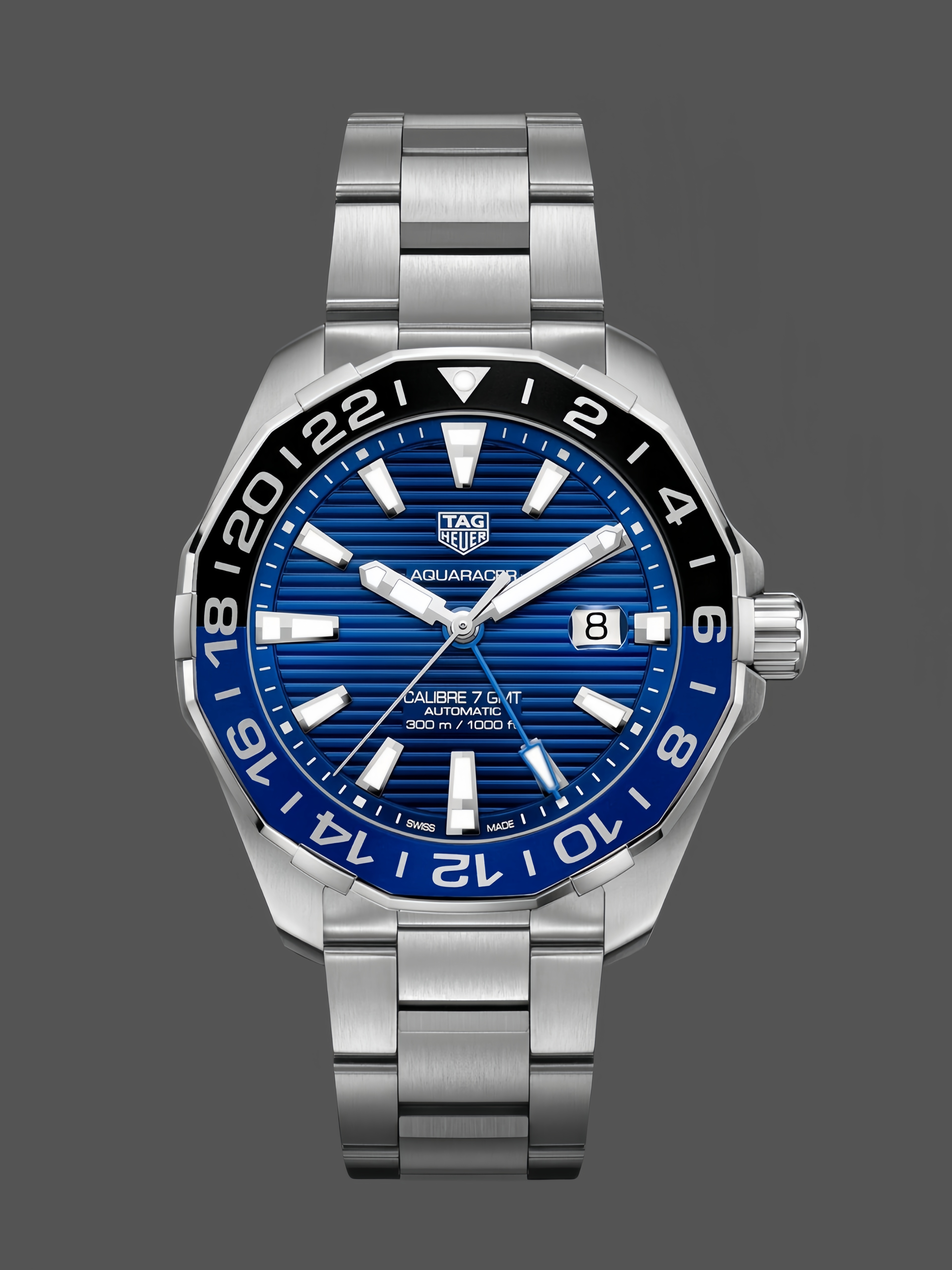 Tag Heuer Aquaracer Automatic GMT Steel WAY201T. BA0927 Blue 43mm