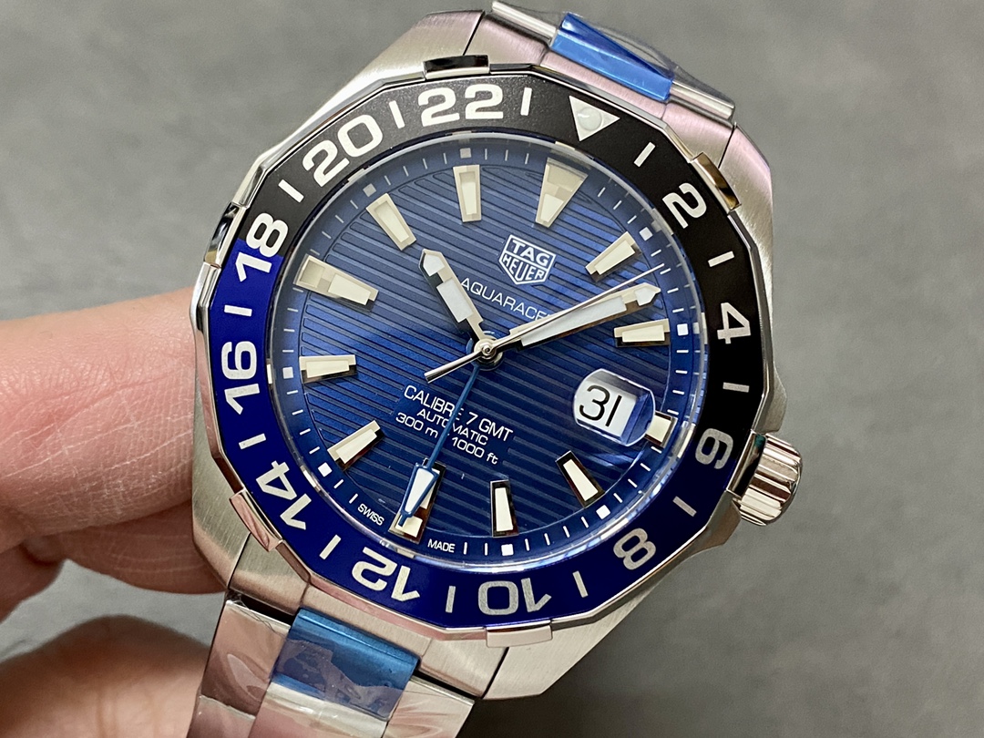 Tag Heuer Aquaracer Automatic GMT Steel WAY201T. BA0927 Blue 43mm