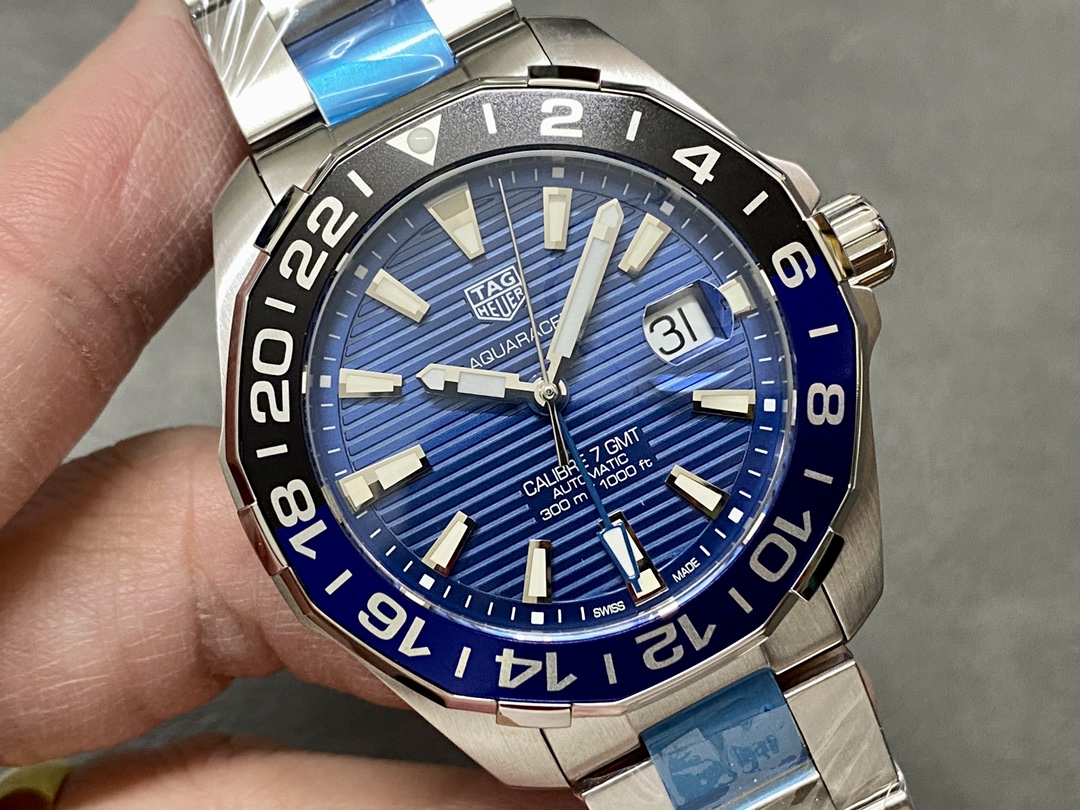 Tag Heuer Aquaracer Automatic GMT Steel WAY201T. BA0927 Blue 43mm